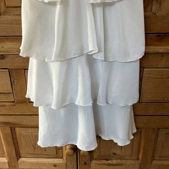 NWT Fanco‎ Shop Small White Ruffled Layered Dress Y Neck Strappy Tank Top - Picture 6 of 14